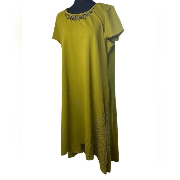 H BY HALSTON OLIVE GREEN DRESS WITH LACE. Sc624-7 - Picture 4 of 13